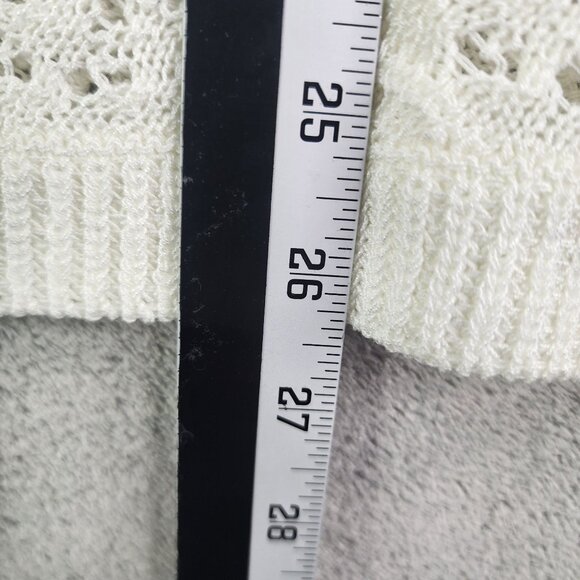 Womens Ivory White Emily Daniels Open-Knit Sweater 3/4 Sleeve Round Neck Size XL - Picture 12 of 13